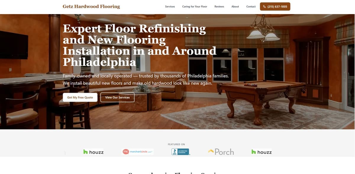 Website we built for Getz Hardwood Flooring